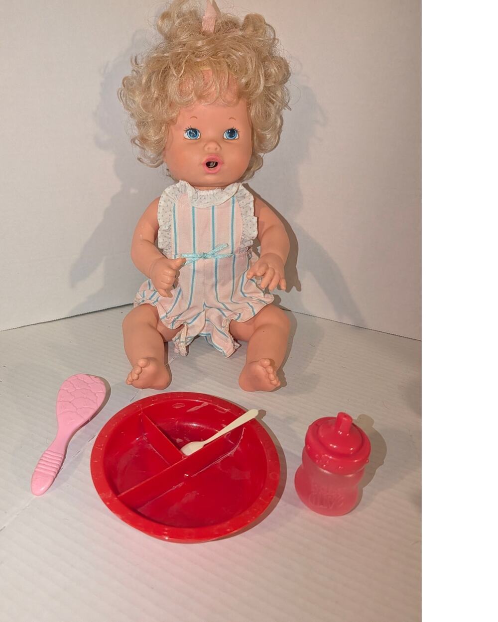 Vintage 90s Kenner Baby Alive Sucks Thumb Blond Hair Blue Eyes Doll Works